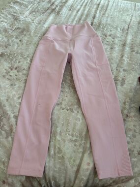 Born Primitive Ribbed Light Pink Straight-Leg Leggings